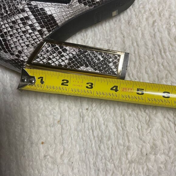 Bamboo synthetic Snakeskin Print beige & gray thigh high block Heels boots SZ8 - Picture 11 of 13